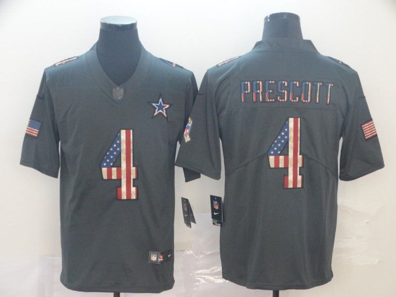 Men Dallas cowboys #4 Prescott Carbon Black Retro USA flag Nike NFL Jerseys->dallas cowboys->NFL Jersey